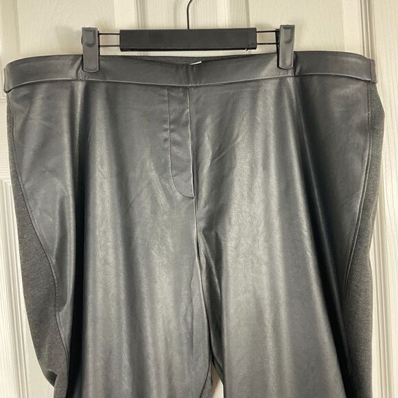 Chicos Women Black Size 4 20 Faux Leather Front Ponte Leggings Pull On Stretch N - Picture 6 of 12